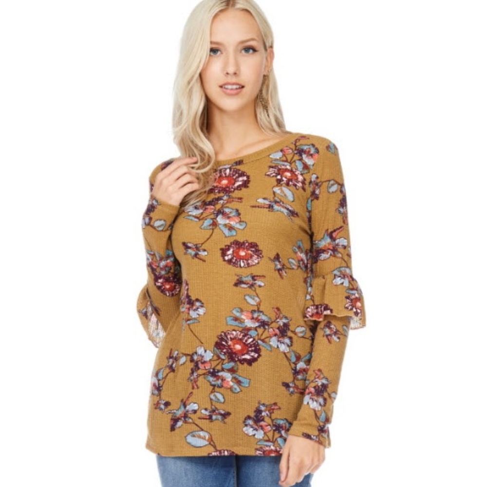 Ruffle Sleeve Floral Tunic